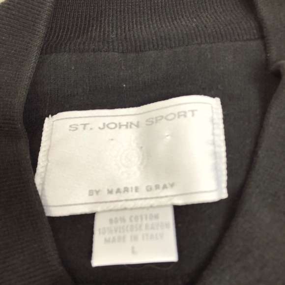 St John Sport Navy Button Front Sweatshirt Sz Lg - Picture 3 of 5